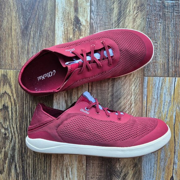 Olukai Moku Pae Men's US13 Outdoor Water Boat Shoes Stretch Breathable Mesh Red - Picture 2 of 10